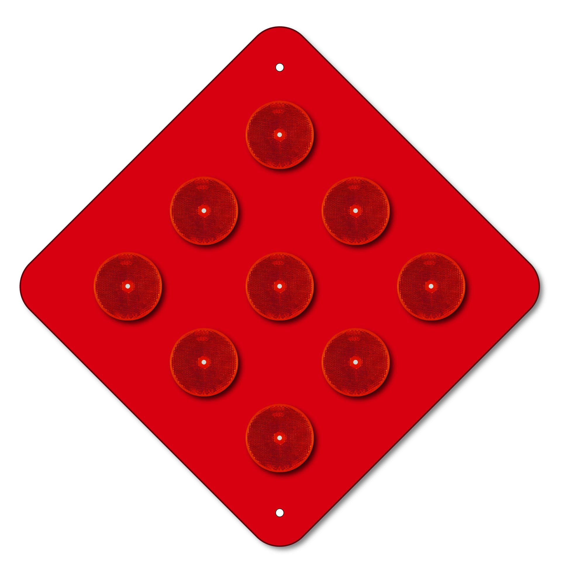 9-BUTTON RED OBJECT MARKER SIGN, 18X18, OM4-1, RETRO REFLECTIVE BUTTONS (Copy)