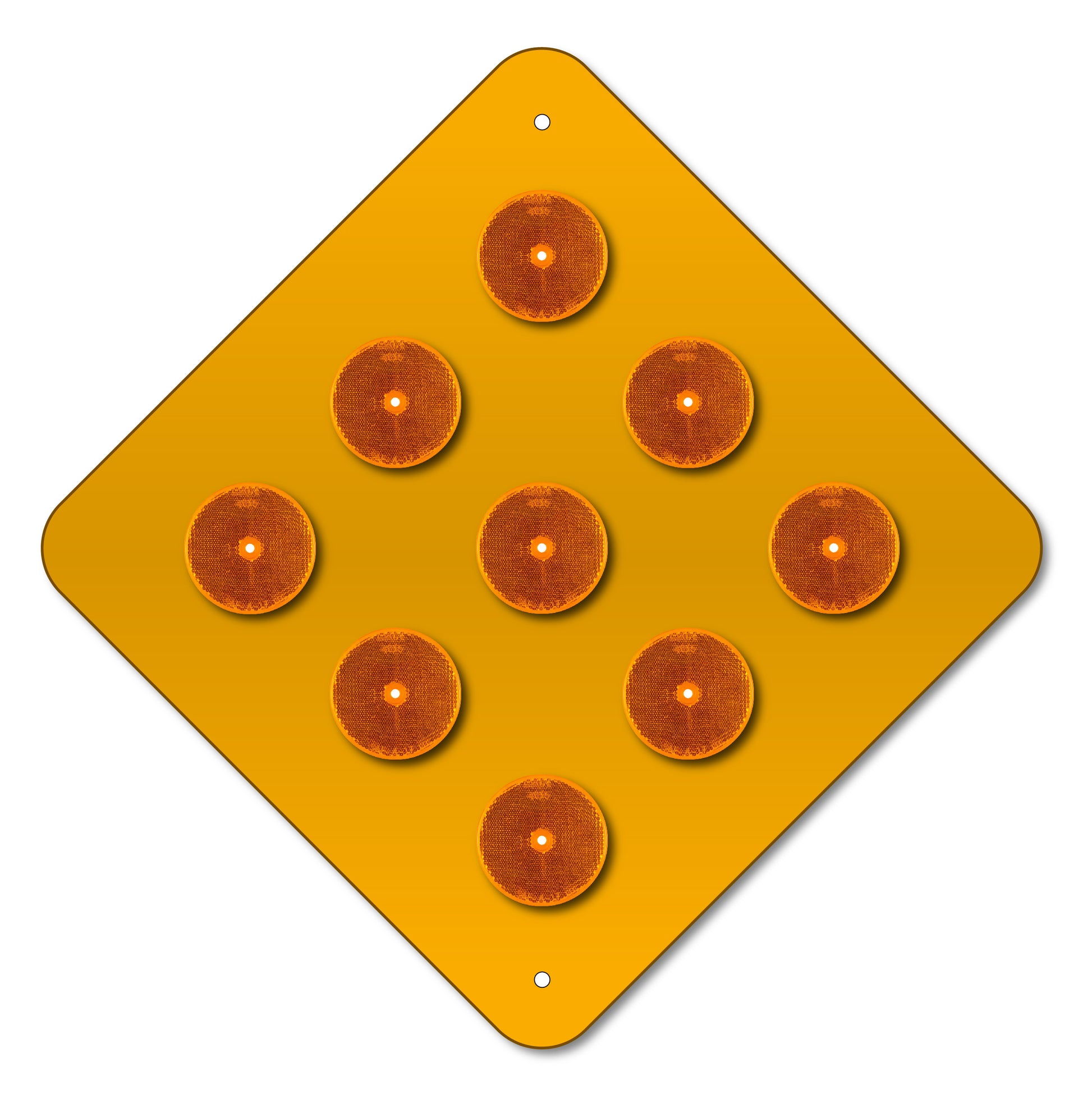 9-BUTTON YELLOW OBJECT MARKER SIGN, 18X18, OM4-1, RETRO REFLECTIVE BUTTONS