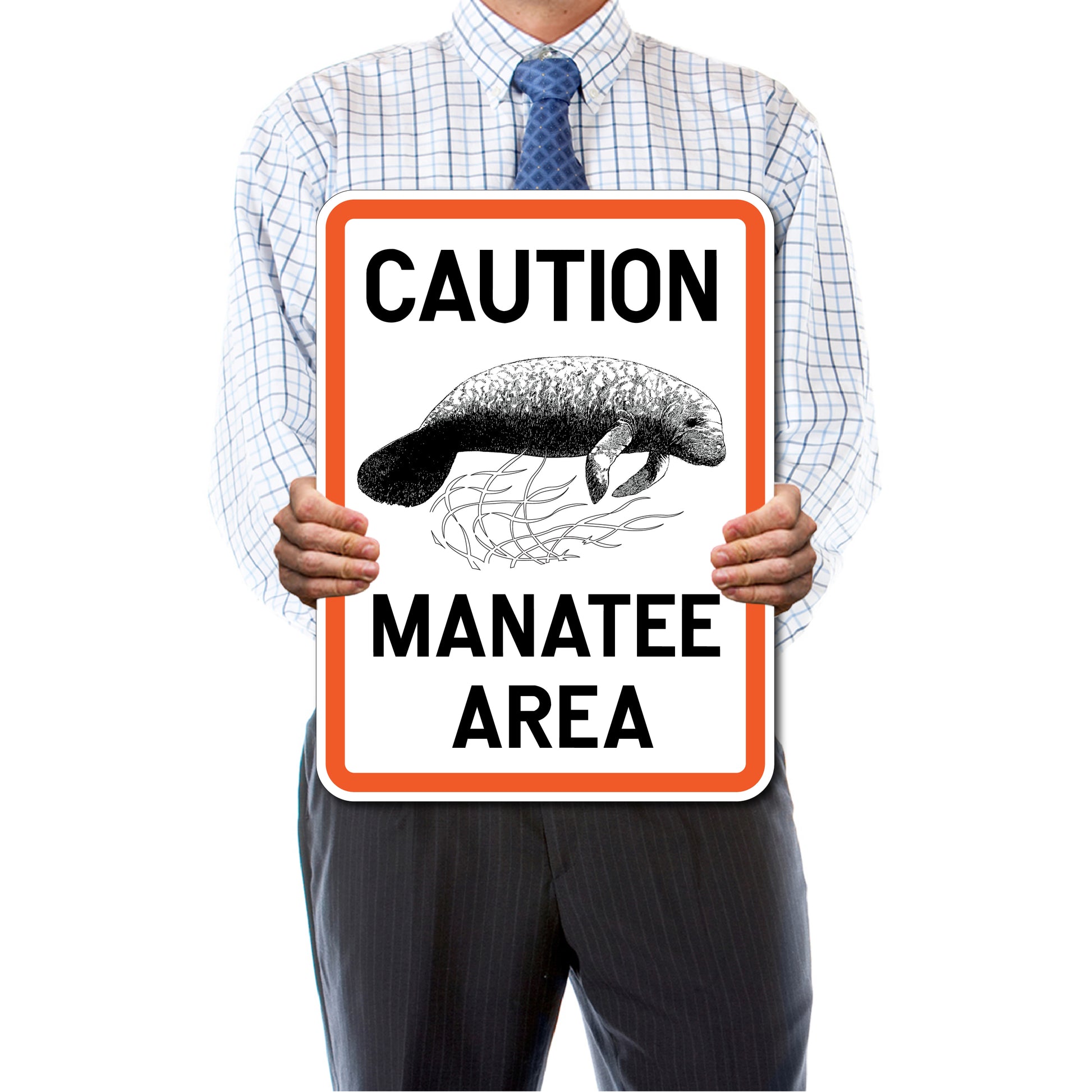 CAUTION MANATEE AREA SIGN -OUTDOOR WEATHER RESISTANT / 18X24 / .080 ALUM SIGN