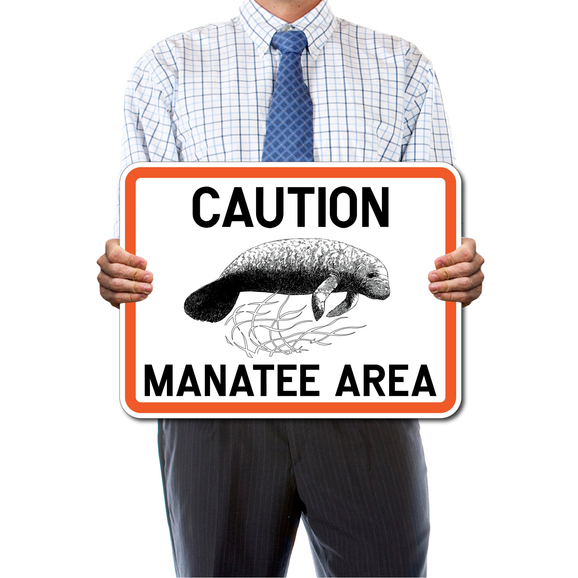 CAUTION MANATEE AREA SIGN -OUTDOOR WEATHER RESISTANT / 24X18 / .080 ALUM SIGN