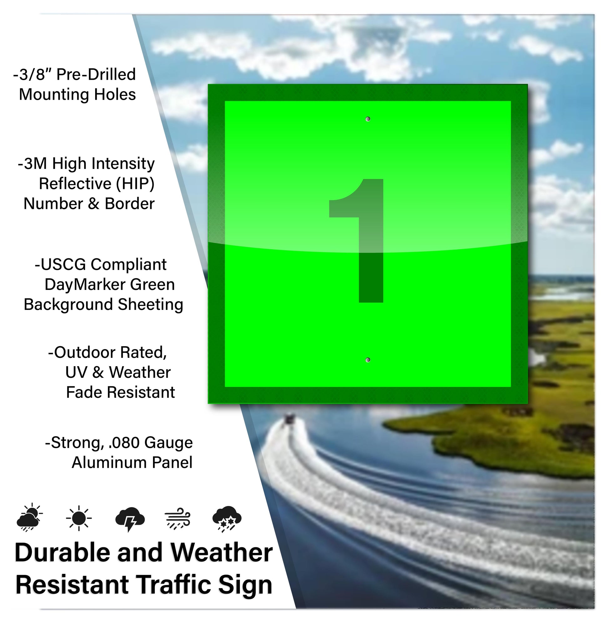Channel Marker SG1 - Green Port Daymark