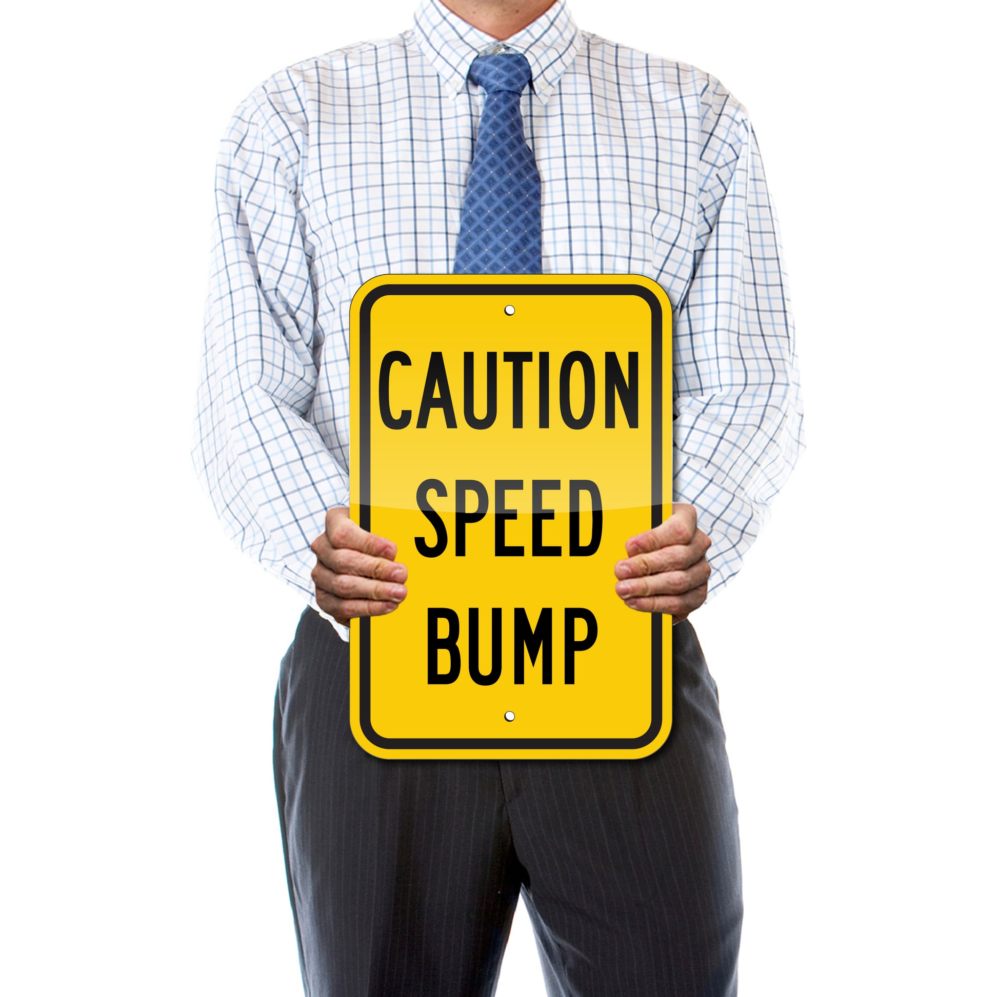 CAUTION SPEED BUMP SIGN, 12" X 18" REFLECTIVE SIGN, .080 ALUMINUM