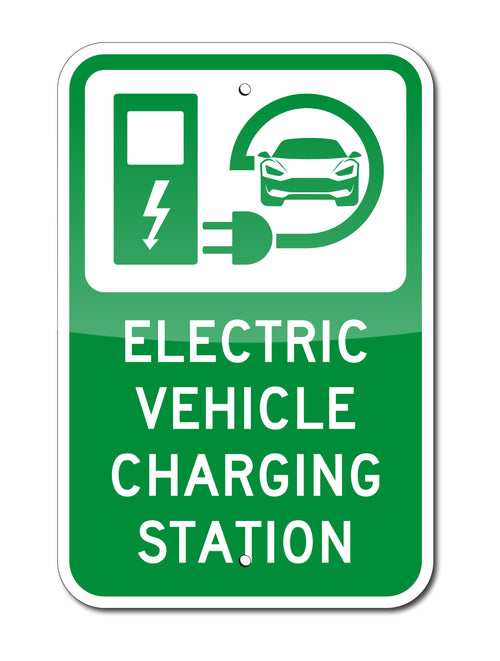 EV, ELECTRIC VEHICLE CHARGING SIGN, 12"X18", REFLECTIVE, .080 ALUM