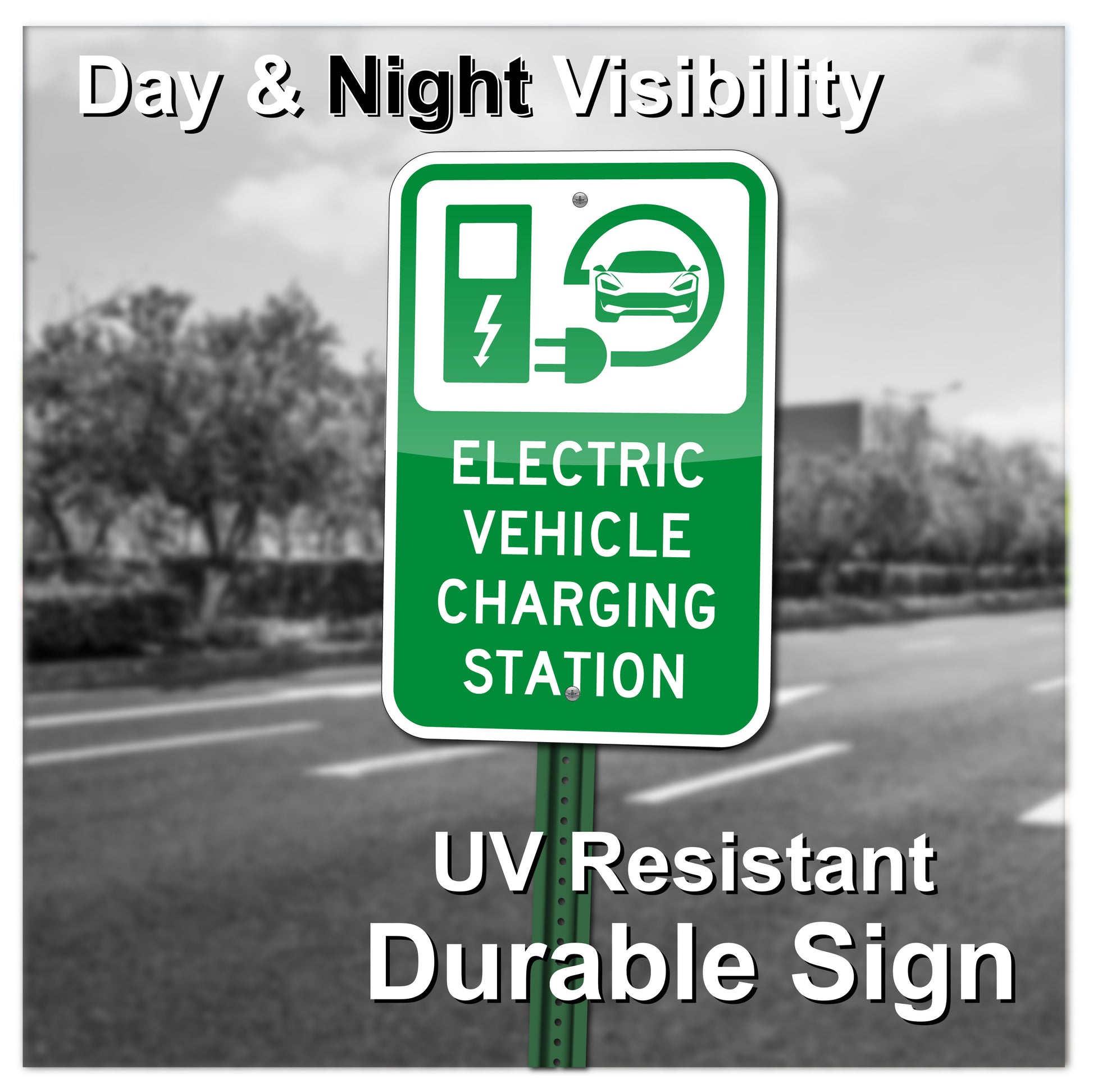 EV, ELECTRIC VEHICLE CHARGING SIGN, 12"X18", REFLECTIVE, .080 ALUM