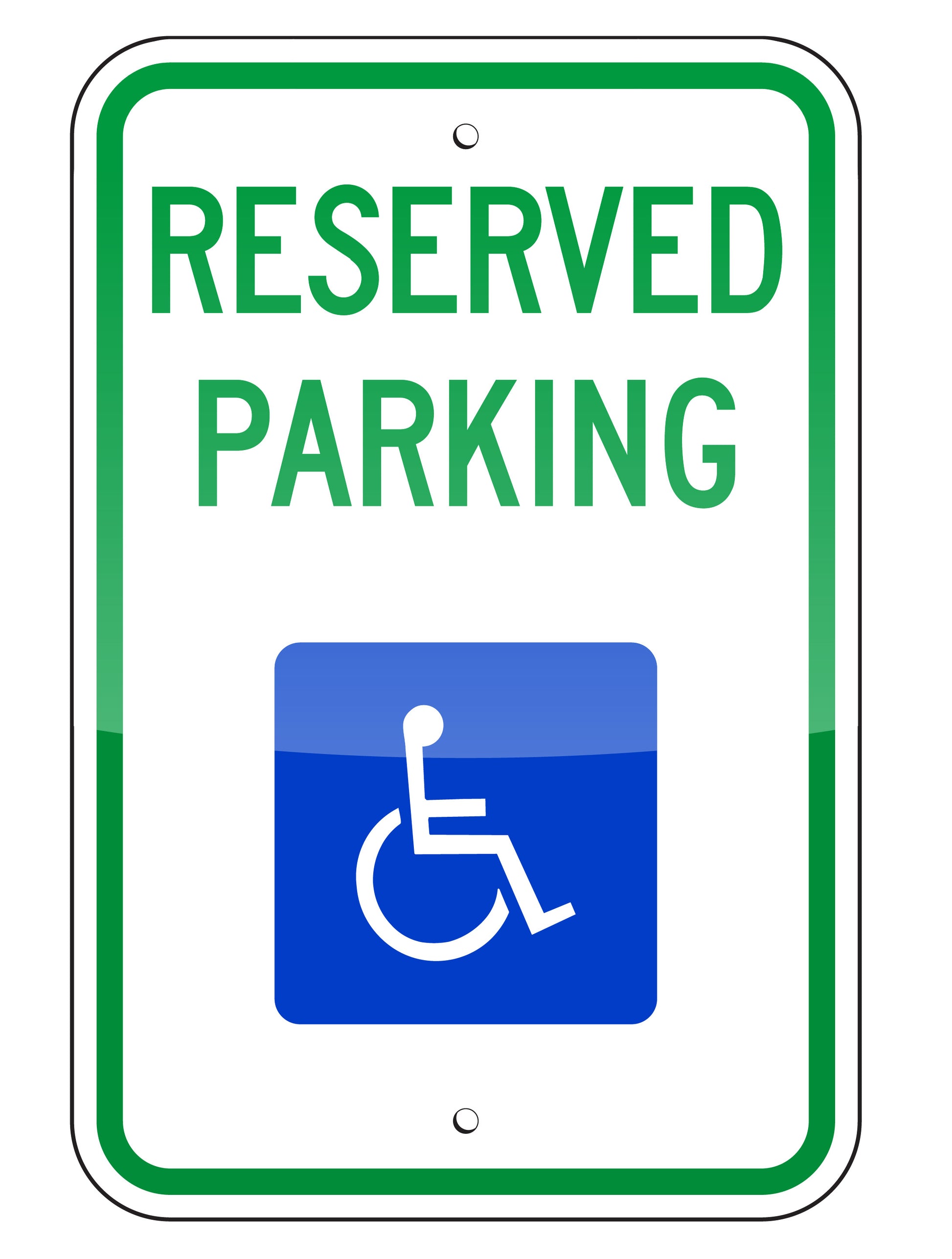 HANDICAP RESERVED PARKING SIGN, 12"X18", REFELCTIVE, .080 ALUMINUM