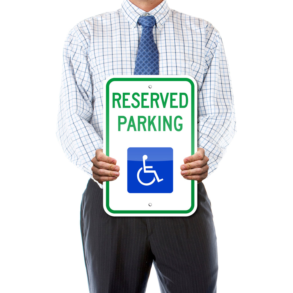 HANDICAP RESERVED PARKING SIGN, 12"X18", REFELCTIVE, .080 ALUMINUM