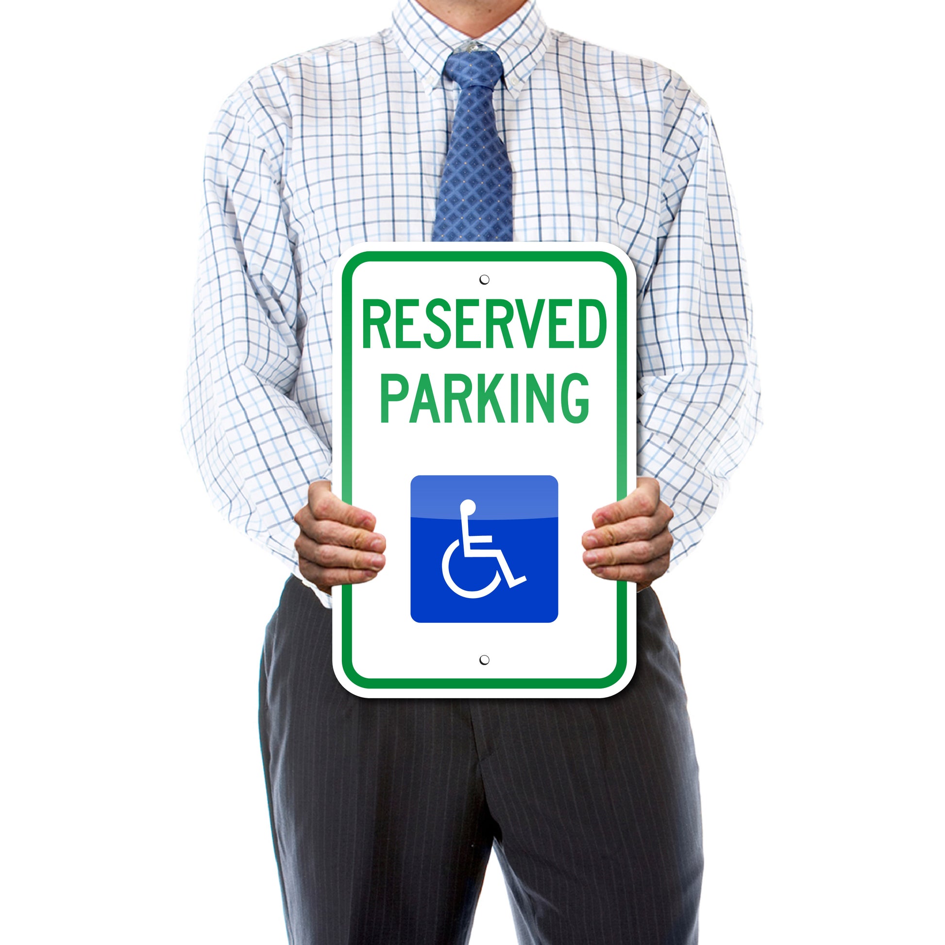 HANDICAP RESERVED PARKING SIGN, 12"X18", REFELCTIVE, .080 ALUMINUM