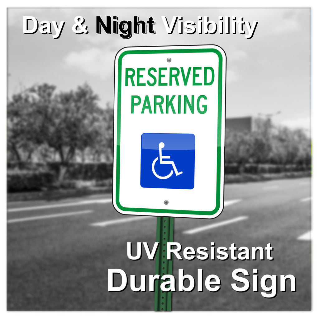 HANDICAP RESERVED PARKING SIGN, 12"X18", REFELCTIVE, .080 ALUMINUM