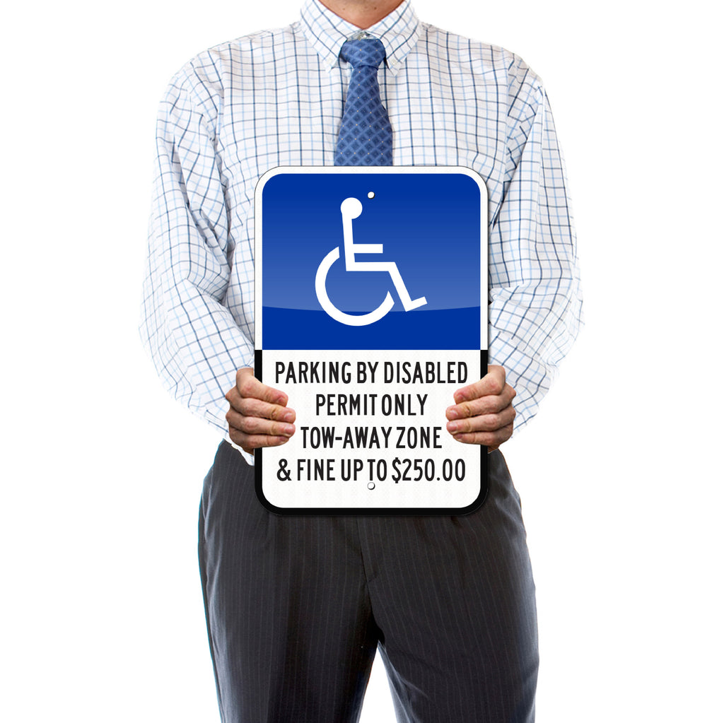 HANDICAP PARKING SIGN, 12"X18" - REFLECTIVE Traffic Sign - MIAMI DADE / BROWARD