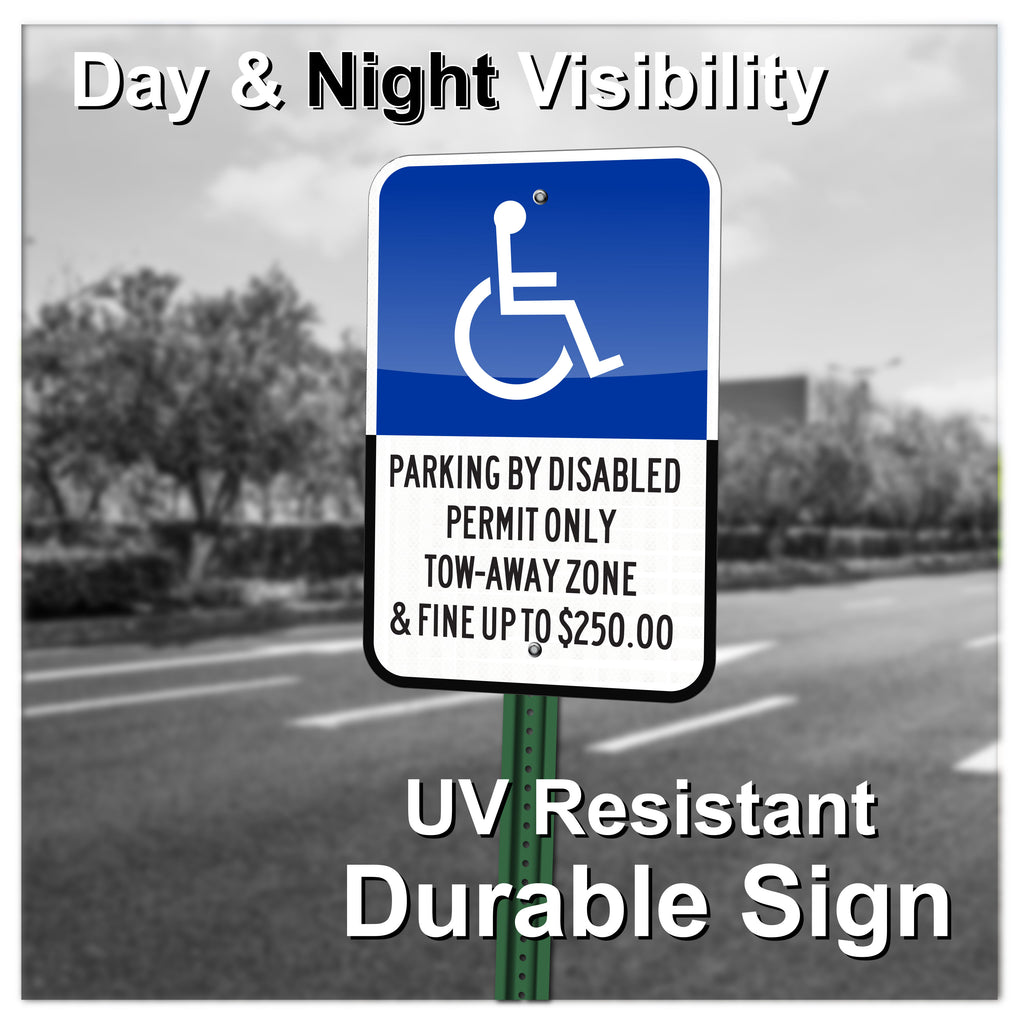 HANDICAP PARKING SIGN, 12"X18" - REFLECTIVE Traffic Sign - MIAMI DADE / BROWARD