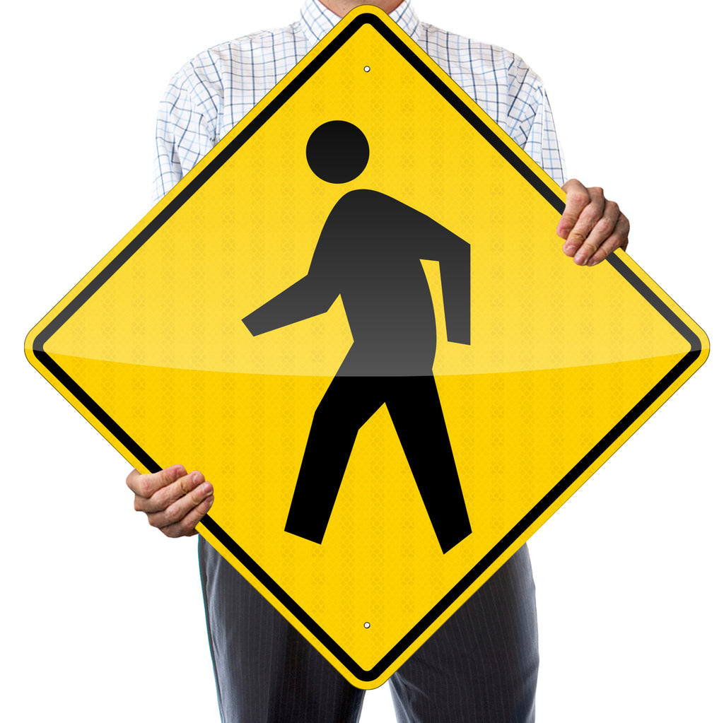PEDESTRIAN CROSSING SIGN, W11-2, 30X30 HI INTENSITY PRISMATIC REFLECTIVE SHEETING