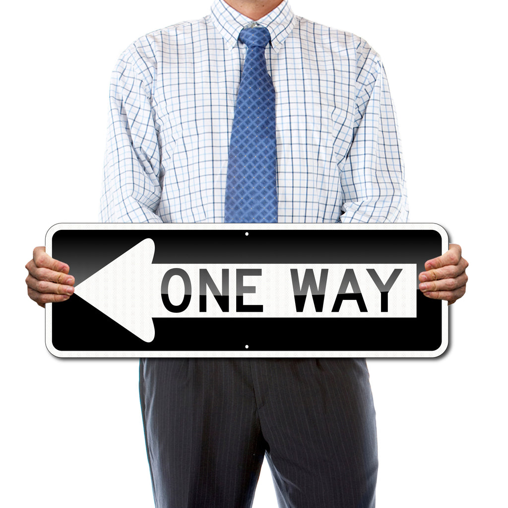 ONE WAY LEFT SIGN / 36" X 12" / High Intensity Reflective Traffic Sign / .080