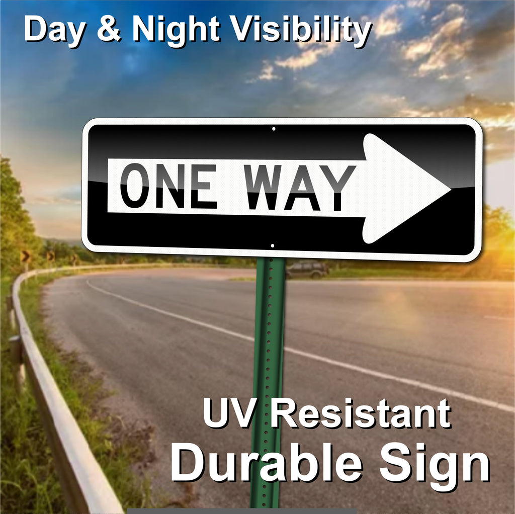ONE WAY RIGHT SIGN / 36" X 12" / High Intensity Reflective Traffic Sign / .080