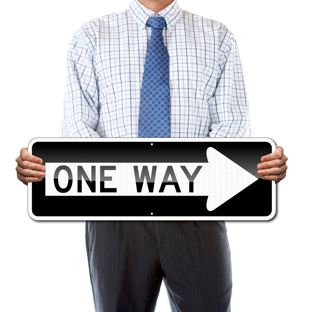 ONE WAY RIGHT SIGN / 36" X 12" / High Intensity Reflective Traffic Sign / .080