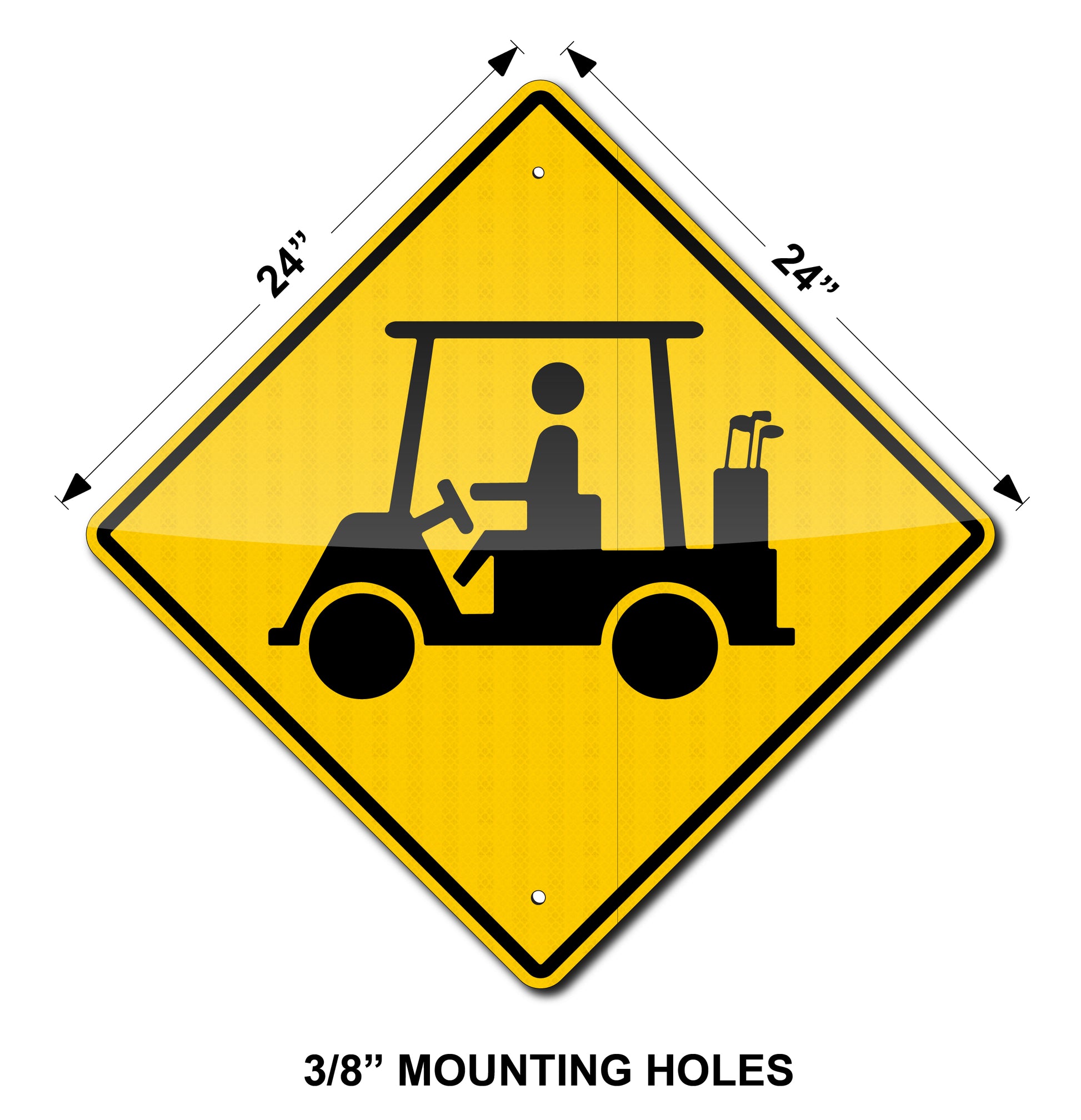 Golf Cart Crossing Sign / 24"x24" / Hi Intensity Reflective Traffic Sign / .080